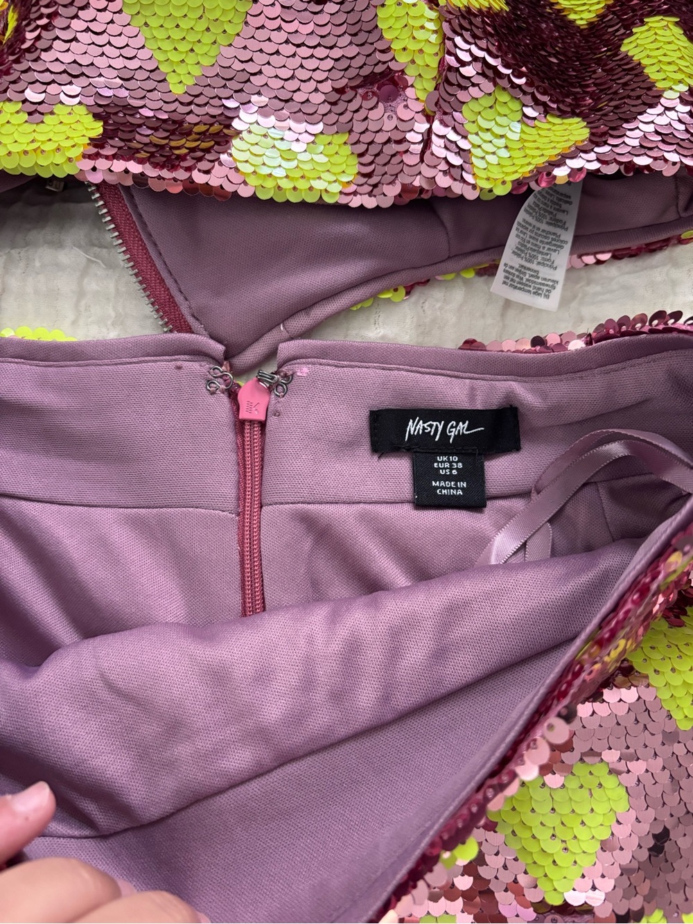 Nasty Gal Lavender and Lime Sequin Heart Mini Dress
